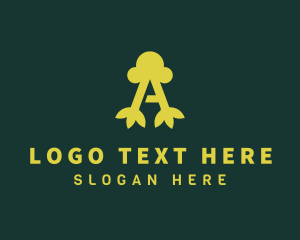 Veggie - Green Leaves Letter A logo design