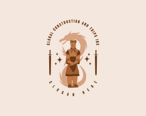 Stanchion - Chinese Sculpture Warrior logo design