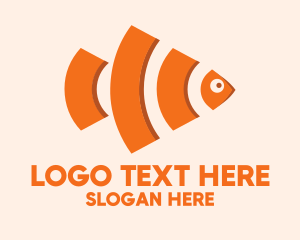 Small - Orange Wifi Fish logo design