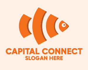 Orange Wifi Fish logo design