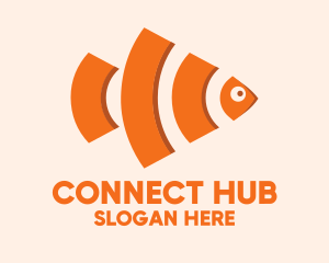 Orange Wifi Fish logo design