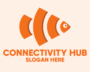 Orange Wifi Fish logo design