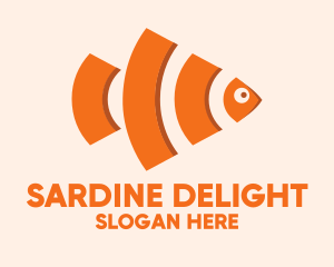 Sardine - Orange Wifi Fish logo design