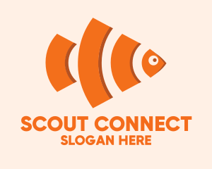 Orange Wifi Fish logo design