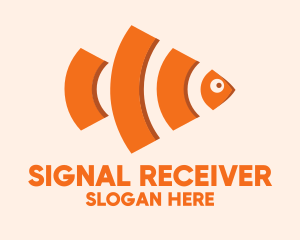 Orange Wifi Fish logo design