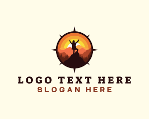 Hiker - Hiker Compass Mountain Outdoor logo design