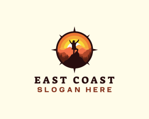 East - Hiker Compass Mountain Outdoor logo design