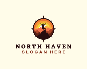 North - Hiker Compass Mountain Outdoor logo design