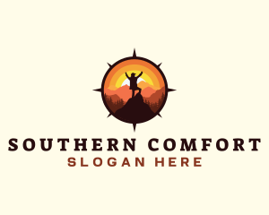 South - Hiker Compass Mountain Outdoor logo design