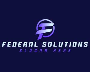 Digital Tech Letter F logo design