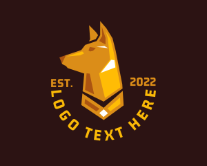 Snarling - Gold Hound Dog logo design