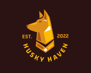 Husky - Gold Hound Dog logo design