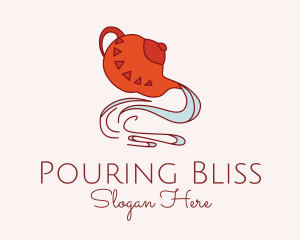 Pouring - Teapot Pouring Water logo design