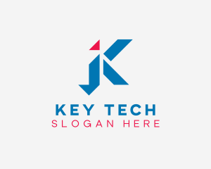 Geometric Technology Letter K logo design