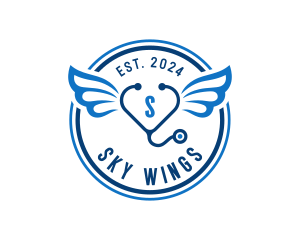 Stethoscope Healthcare Wings logo design