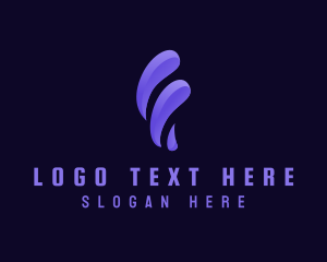 Swoosh - 3D Tech Letter F logo design