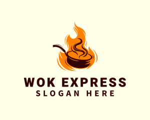 Flaming Wok Restaurant logo design