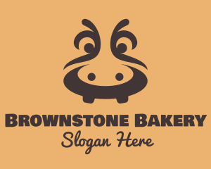 Brown River Hippopotamus logo design