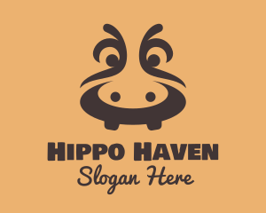 Hippo - Brown River Hippopotamus logo design