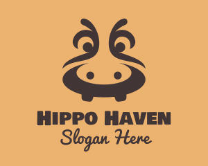 Brown River Hippopotamus logo design