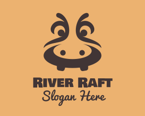 Brown River Hippopotamus logo design