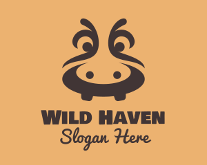 Brown River Hippopotamus logo design