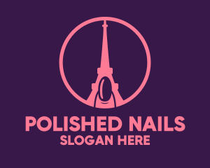 Pink Nail Eiffel Tower logo design