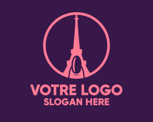 Pink Nail Eiffel Tower logo design