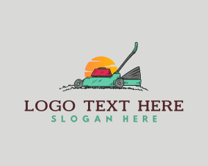 Illustration - Lawn Mower Landscaping logo design