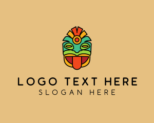 Aztec-culture - Colorful Mayan Mask logo design