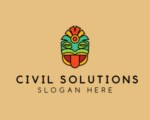 Colorful Mayan Mask  logo design