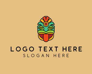 Ancestral - Colorful Mayan Mask logo design