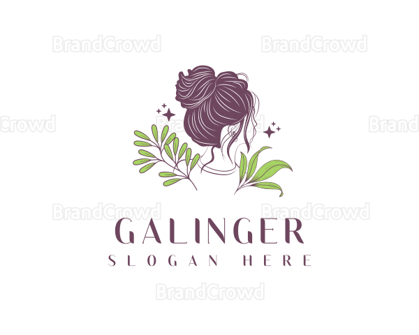 Woman Hair Leaf Logo