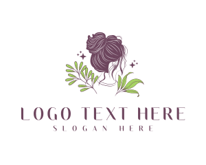 Leaf - Woman Hair Leaf logo design