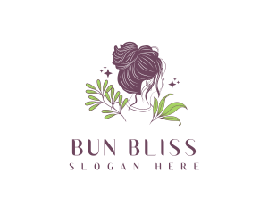 Bun - Woman Hair Leaf logo design