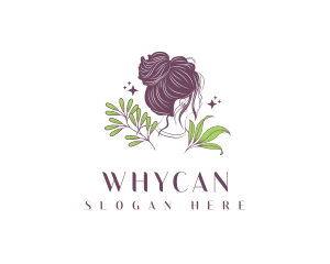 Hair Bun - Woman Hair Leaf logo design