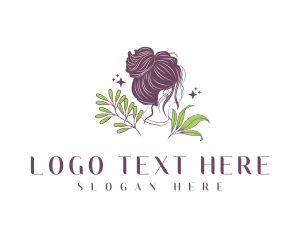 Bun - Woman Hair Leaf logo design