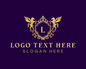 Stallion - Pegasus Luxury Crest logo design
