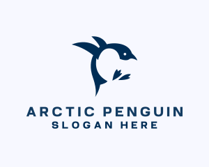 Penguin - Jumping Penguin Bird logo design