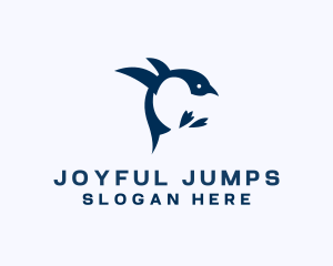 Jumping Penguin Bird  logo design