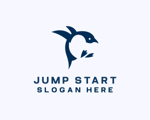 Jumping Penguin Bird  logo design