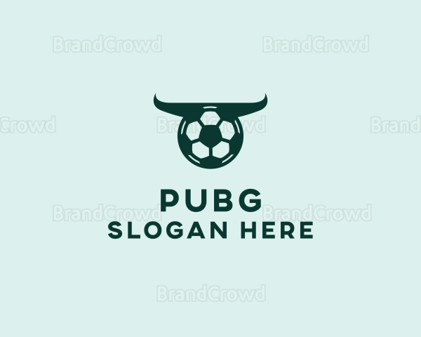 Soccer Ball Bull Horns Logo