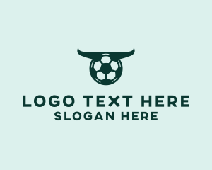 Taurus - Soccer Ball Bull Horns logo design