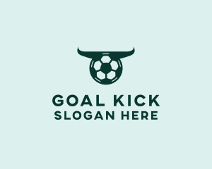 Soccer Team - Soccer Ball Bull Horns logo design