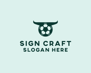 Soccer Ball Bull Horns  logo design