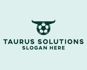 Taurus - Soccer Ball Bull Horns logo design