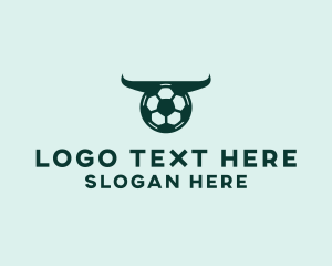 Football - Soccer Ball Bull Horns logo design