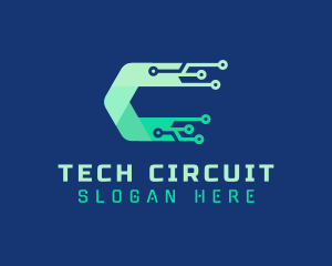 Circuitry - Tech Circuitry Letter C logo design
