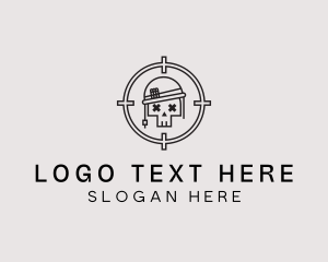 Skull Target Combat logo design