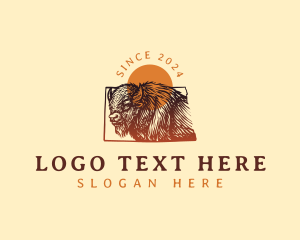 Bighorn - North Dakota American Bison logo design